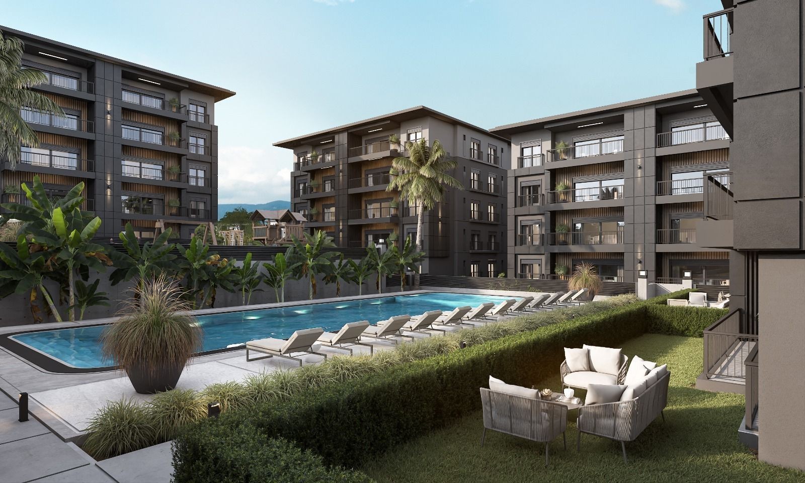 1+1, 2+1 and 3+1 Apartments in a Complex with Swimming Pool, Security and Social Amenities