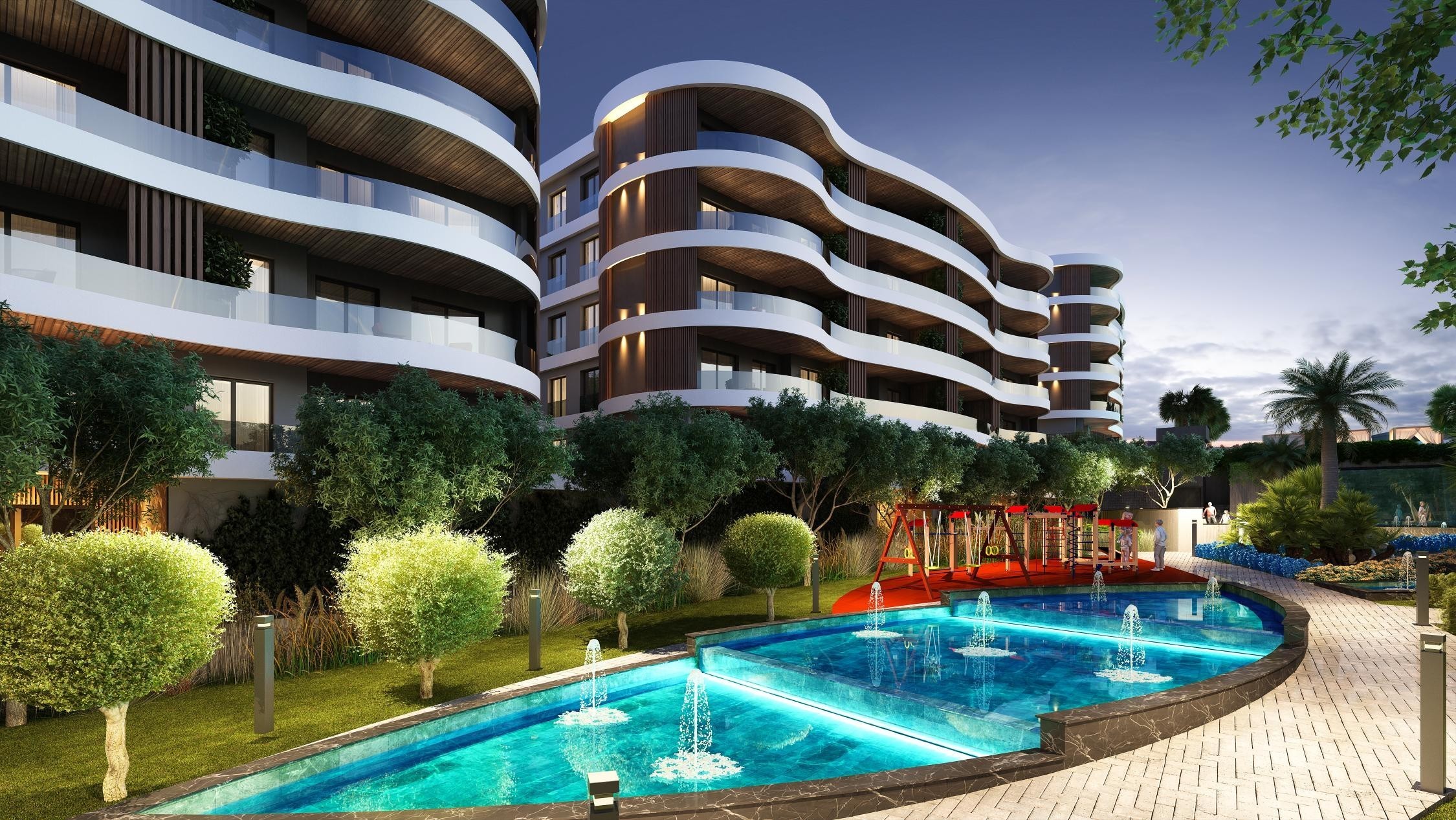 Appartements 2+1 et 3+1 avec vue sur mer dans un complexe entièrement équipé
