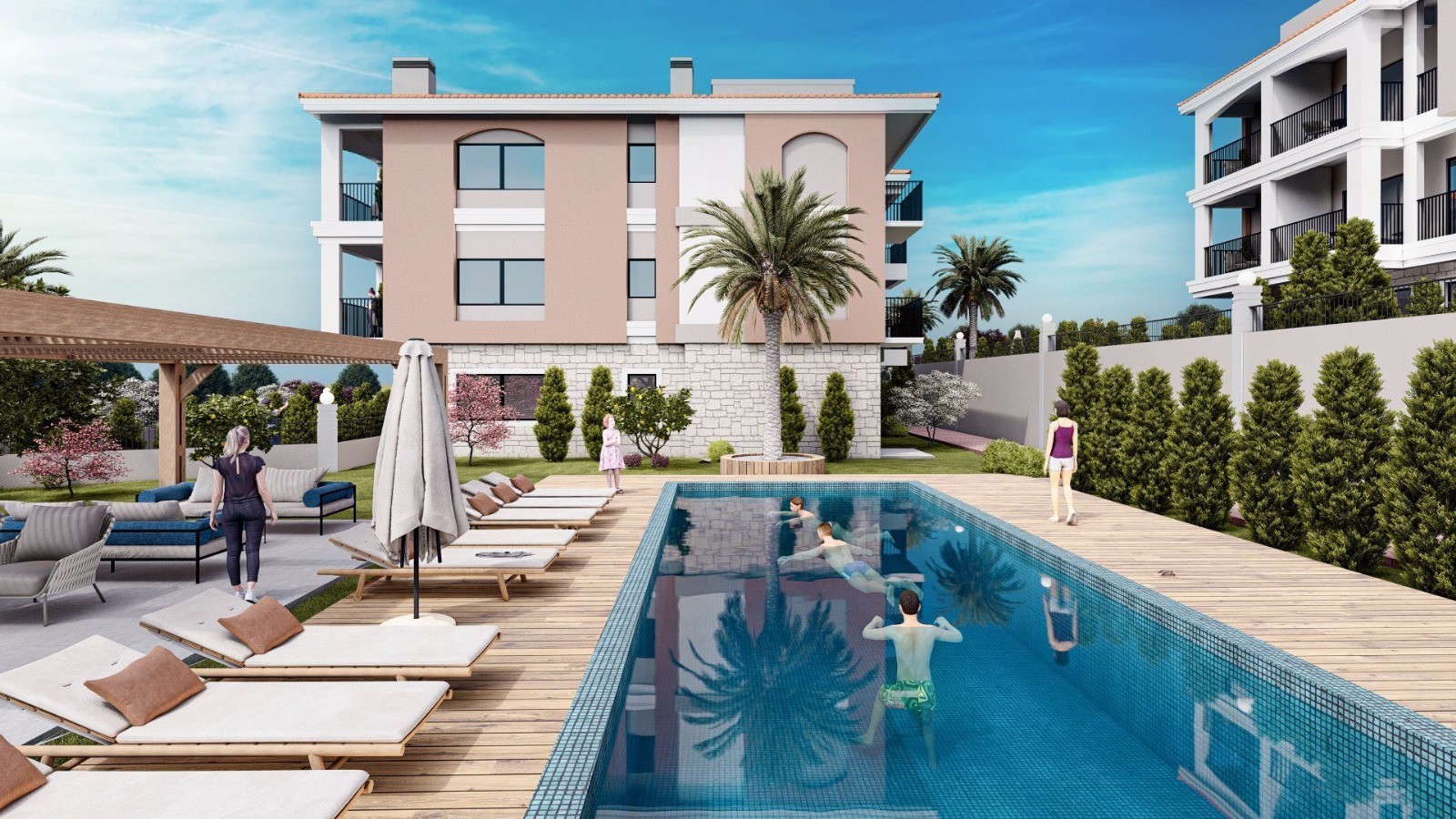 Güzelçamlı'da Havuzlu Sitede 1+1 ve 2+1 Daireler